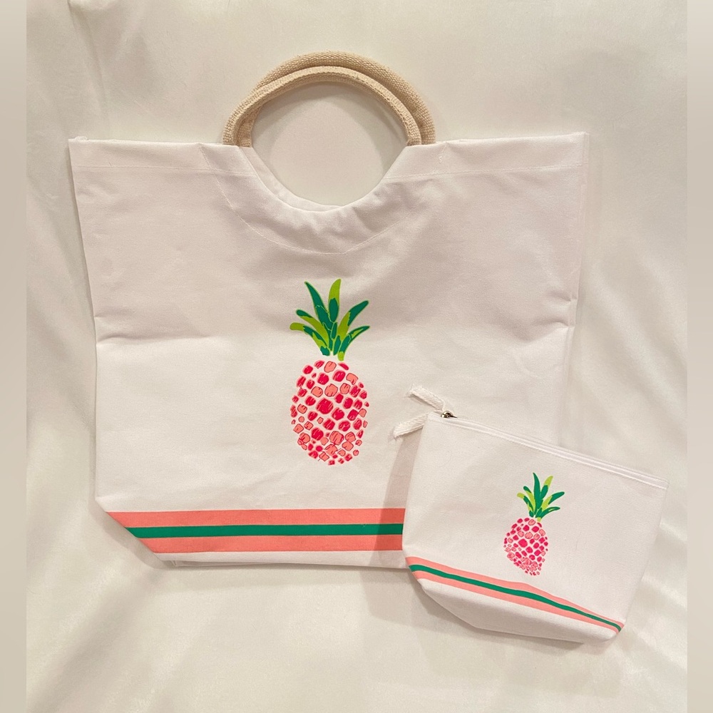 Pineapple🍍NWT Canvas Beach Bag & Clutch